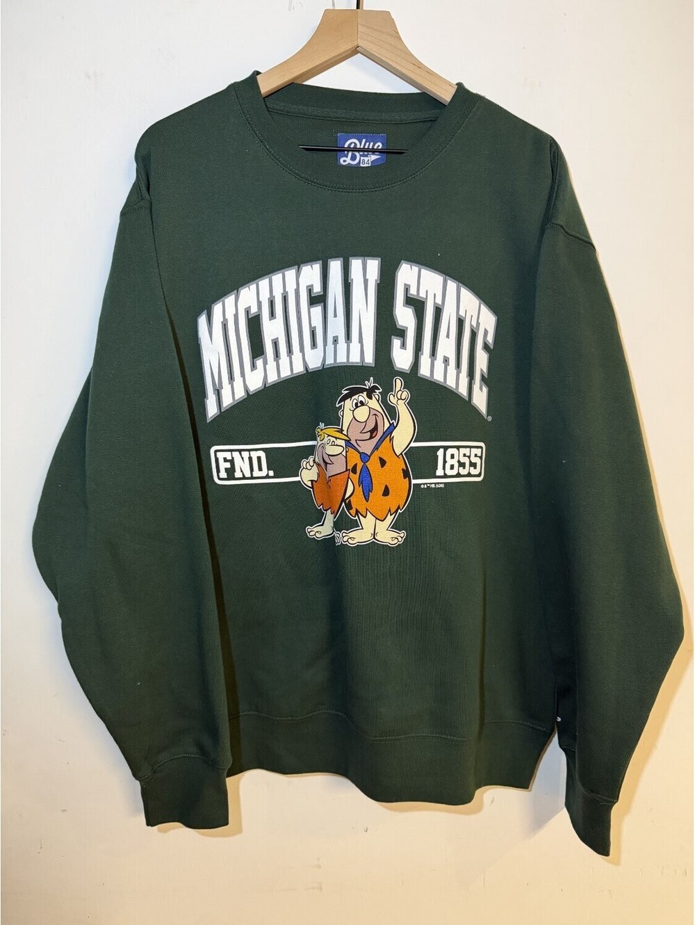 Blue 84 Michigan State Fnd. 1855 Sweatshirt Mens L Green Crew Neck Long Sleeve